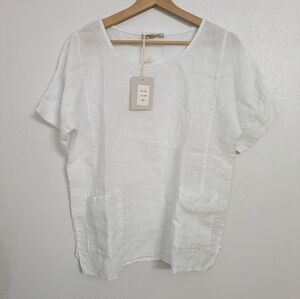NWT Francesca Bettini white linen top